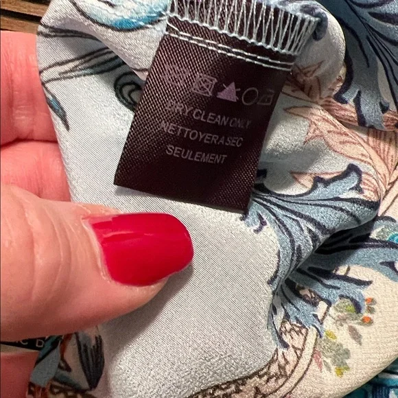 Hale Bob Blue and Pink Floral Beaded Silk Blouse, NWT, XL - Picture 10 of 11